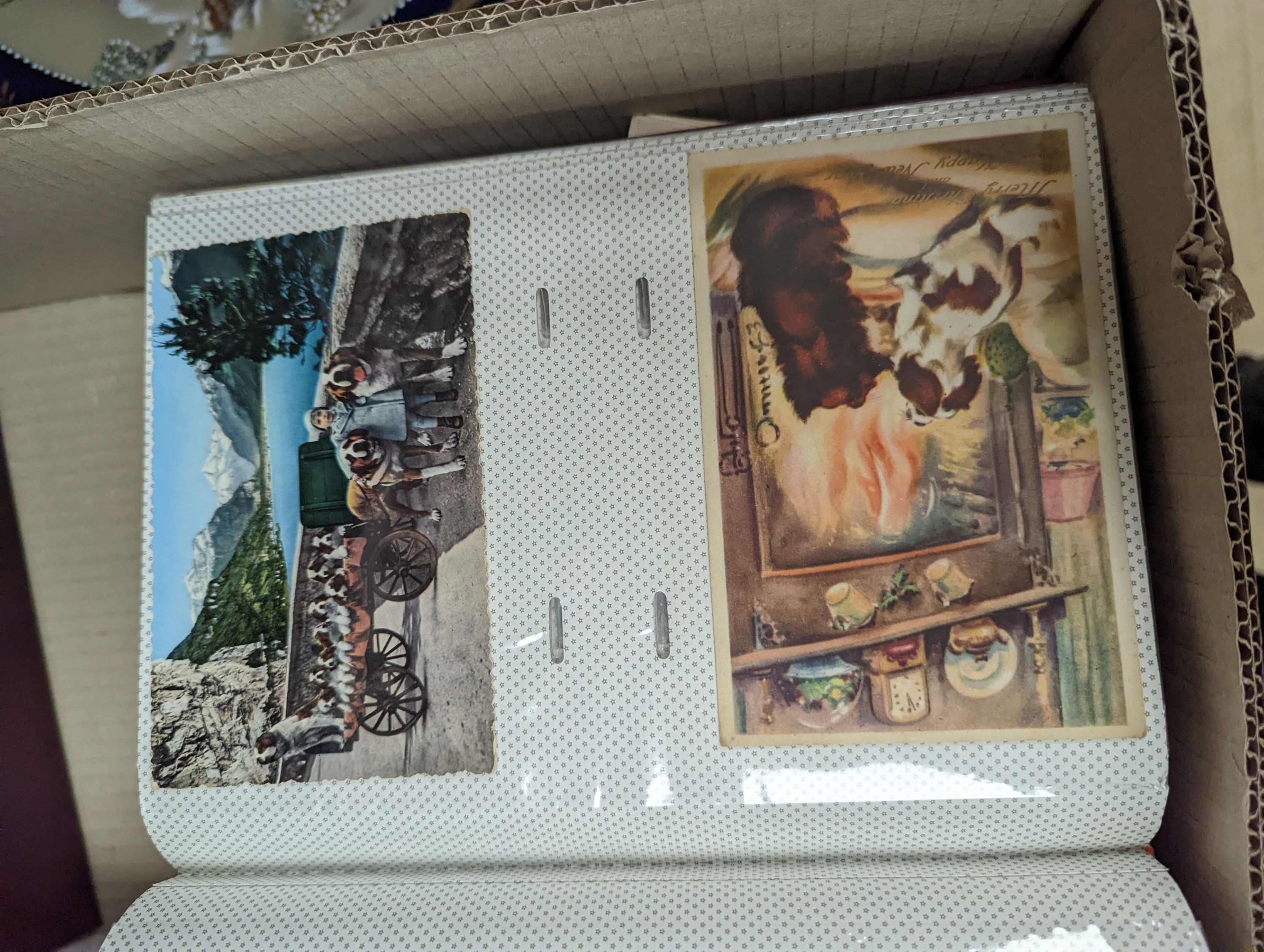 Four albums of postcards and a large collection of loose postcards, mainly British topographical, Victorian cabinet photographs, etc.